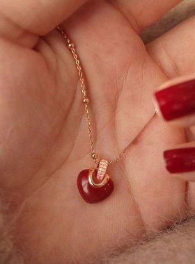 红色毛衣链链红磨坊饰品女项链