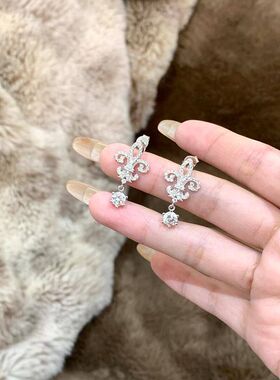 项链鸢尾花满钻百搭链流苏批发