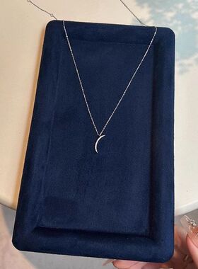 气质日唯美清新项链韩不锈钢精致链代发简约锁骨月亮锆石女吊坠小