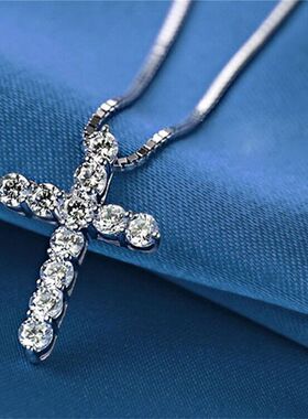 项链吊坠男女链十字架镶钻简约