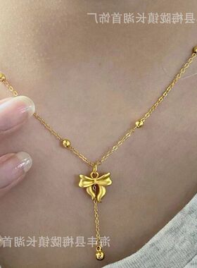 蝴蝶结沙金首饰仿越南黄金饰品在逃公主女款套装项链镀金戒指手链