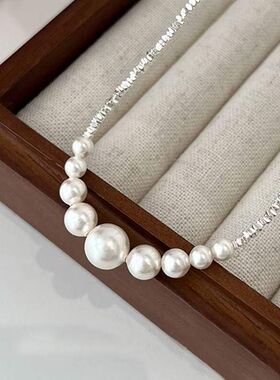 碎足银ins珍珠项链法式简约闺蜜