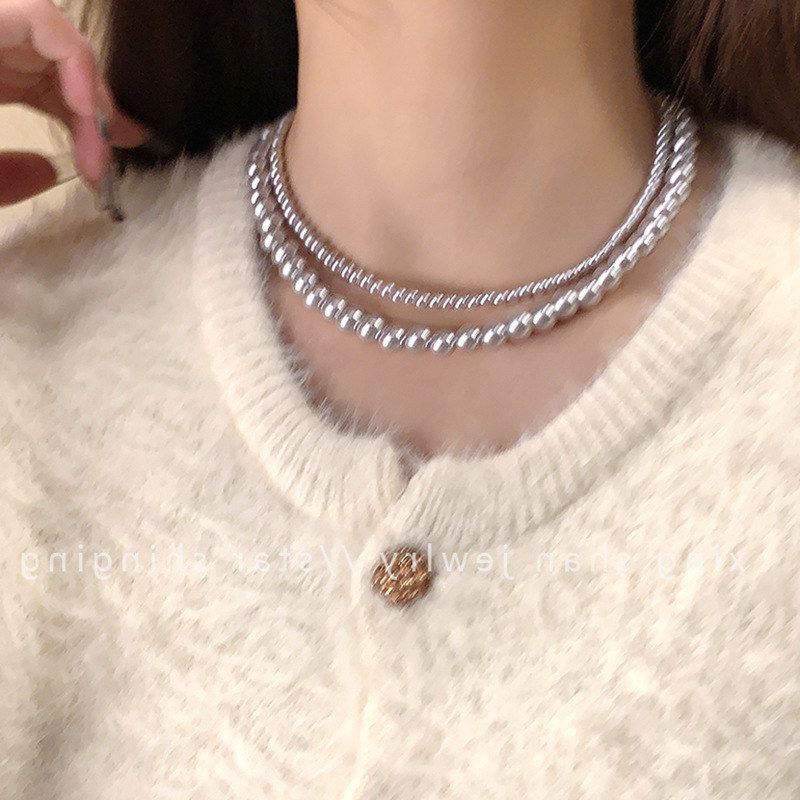 品项链女纯银999配饰锁骨链首饰珍珠高级感轻奢小众项坠装饰毛衣