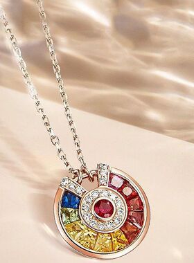 聚会护身符幸运金项链吊坠宝石