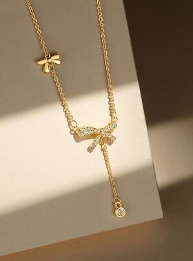 锁骨吊坠蝴蝶结流苏韩版简约链