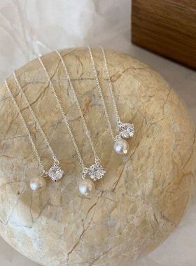 红奢网珍珠项链单钻批发冷淡ins女轻简约质感链抖音风气新款锁骨