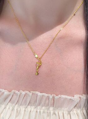 锁骨小星星金色链项链流苏配饰