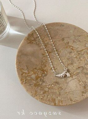 珠项链心镀银新款锁骨色小众批发