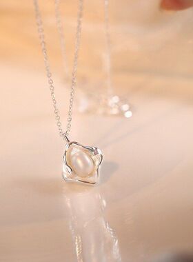 不规则设计锁骨贝壳小众珍珠链