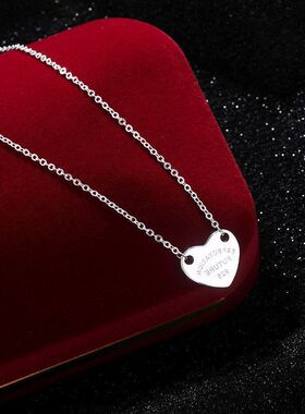 设计感通勤项链高级链简约桃心