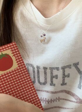 时尚链快乐小红书新款插针万能小众紫色推拉锁骨爆款代发小狗项链