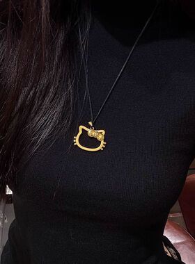 少女心锁骨kt女链卡通一件编绳猫镂空金色独特爆款小红书代发项链