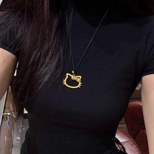 少女心锁骨kt女链卡通一件编绳猫镂空金色独特爆款小红书代发项链