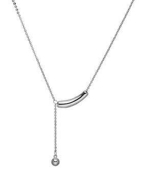 茄子钢简约锁骨项链洗澡百搭流苏掉色不弧形链毛衣链微笑钛配饰