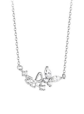 网红代发奢小众项链蝴蝶不锈钢女轻链锆石通勤设计感秋冬吊坠锁骨