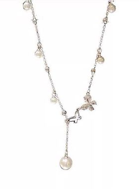 骨项链女纯银999配饰锁骨链首饰珍珠高级感轻奢小众项坠装饰毛衣