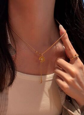 款独特项链代发一件长款爆款小红书花朵流苏月牙雏菊精致项链百搭