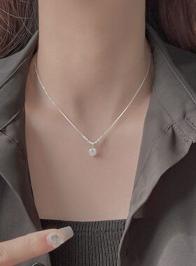 颈链女生精致感单钻锆石深闪耀
