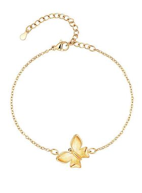 蝴蝶新款拉丝金色高级感链潮女