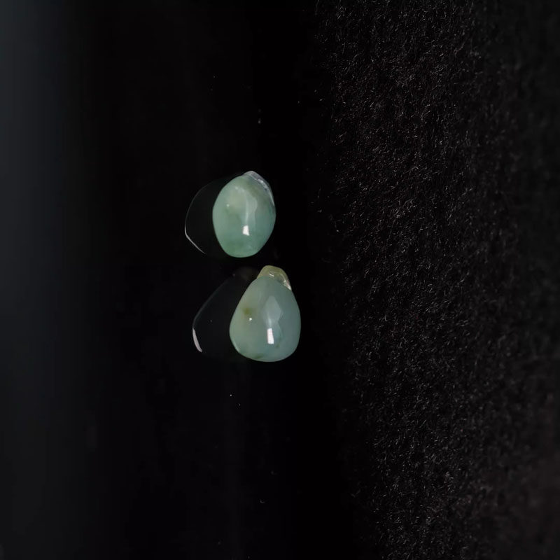 一对老坑冰种天然A货翡翠福袋耳环耳坠玉石耳钉福瓜饰品送银钩饰