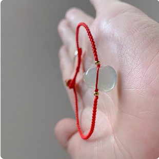 翡翠小葫芦手绳国风定制微雕手链女小众设计黄金编绳提溜男女款式