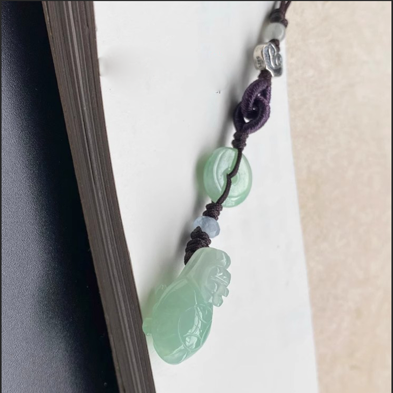 翡翠果绿招财龙头龟挂饰龙龟手机吊坠高端挂坠玉石A货吊坠男女饰