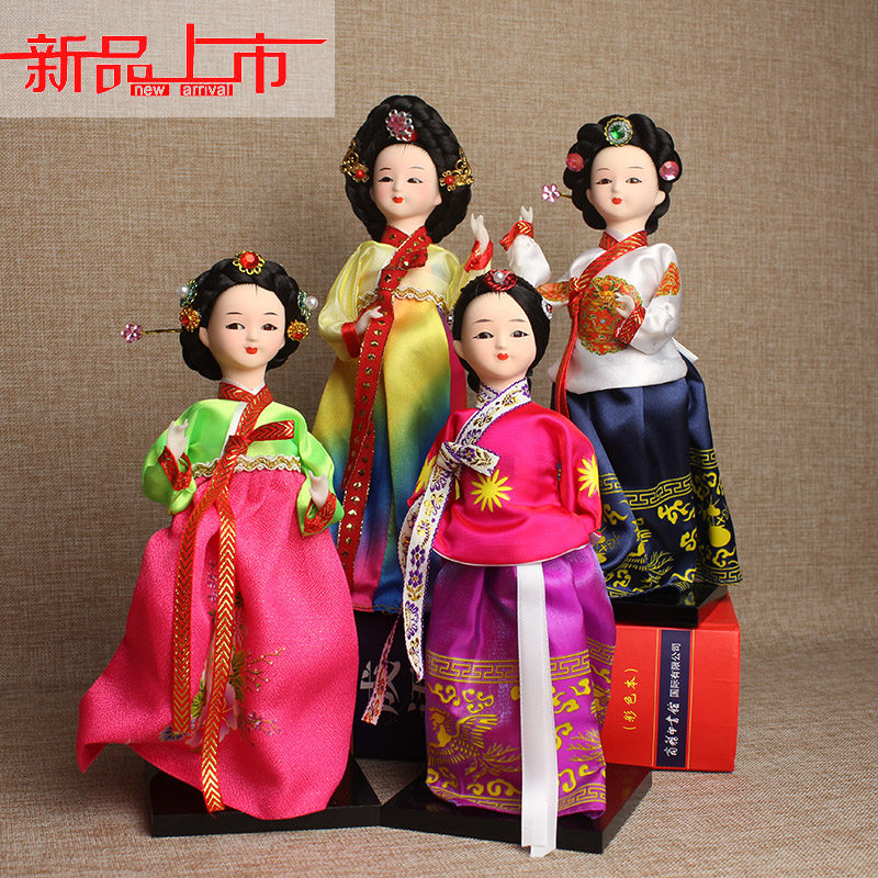 韩版Q版娃娃 韩国宫廷仕女 绢人偶摆件 料理店家居装饰品摆件24cm