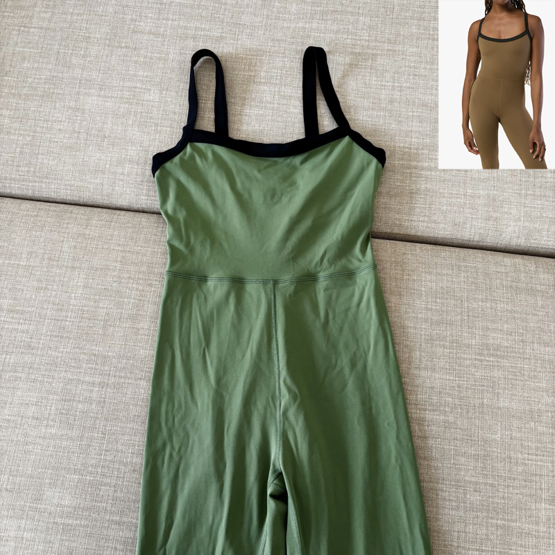 in澳洲休闲时尚户外运动连体衣裤复古墨绿色瑜伽修身显瘦街头百搭