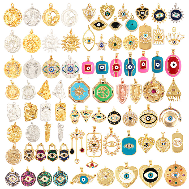 L13 M19 diy饰品配件 微镶宝镶锆石手链项链挂件 眼睛 太阳神