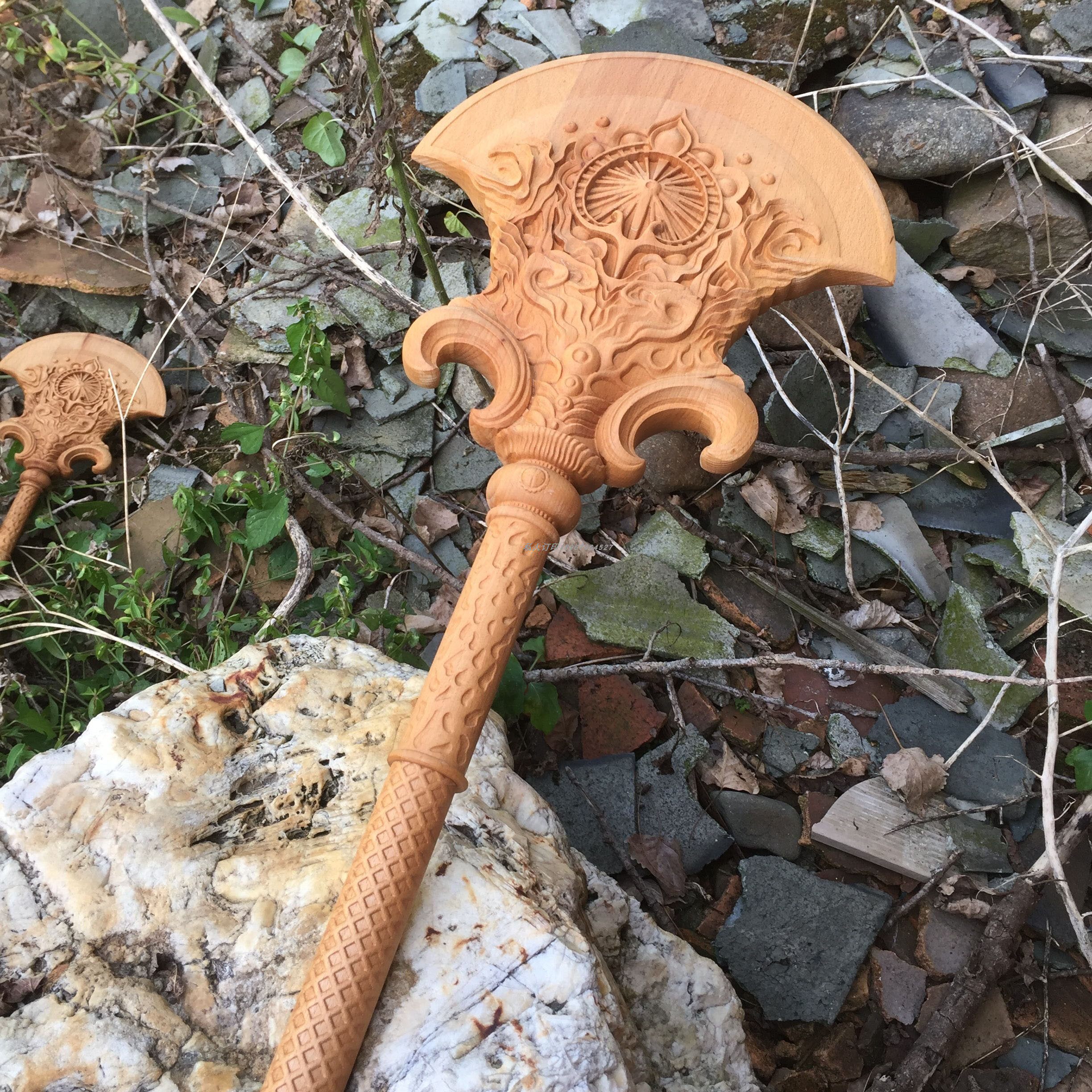 正品电视剧版三打白骨精沙僧禅杖实木雕刻手工纯电视道具周边cos