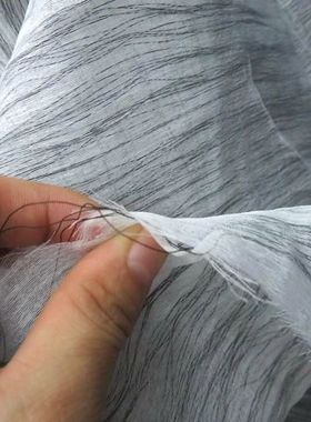 欧根纱面料 春夏新款仙仙白色双层复合中间黑色夹丝化纤时装布料