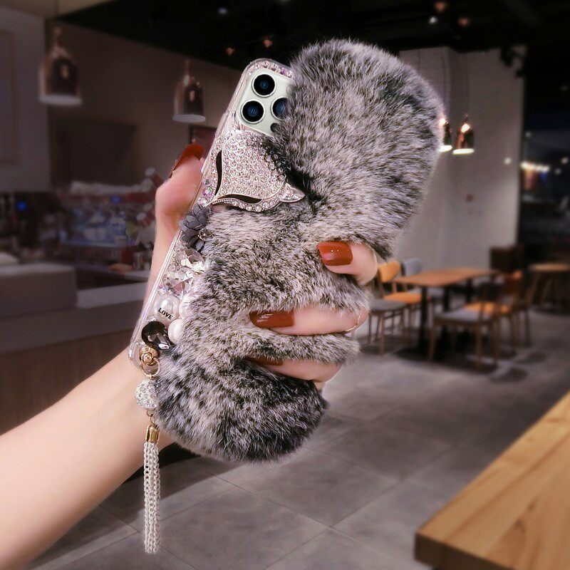 苹果16獭兔毛绒手机壳ipho手机壳/保护套定制