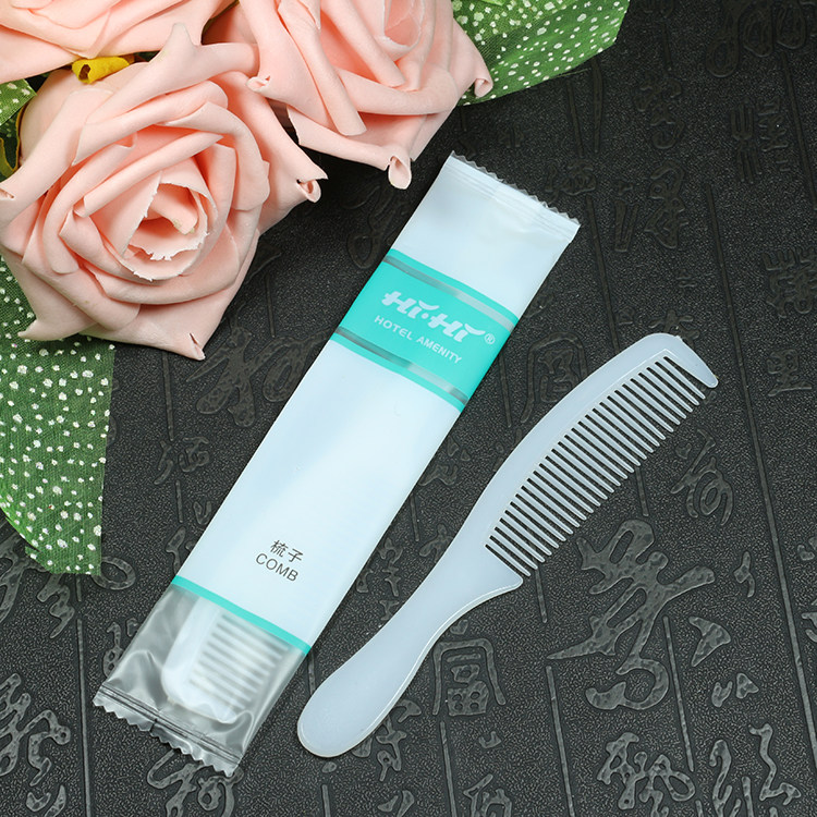 宾馆酒店梳子客房民宿 一次性洗漱用品HIHI长条梳双色长柄梳定制
