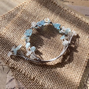 macrame编织手链天然高颜值海蓝宝水晶原石礼物小众手串手绳手链