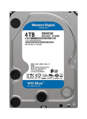 WD西部数据蓝SATA3 3.5英寸台式机4TB机械硬盘5400转蓝盘WD40EZAX