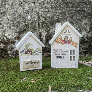 欧式仿真水泥小房子摆件花园庭院装饰品创意微景观造景家居饰品