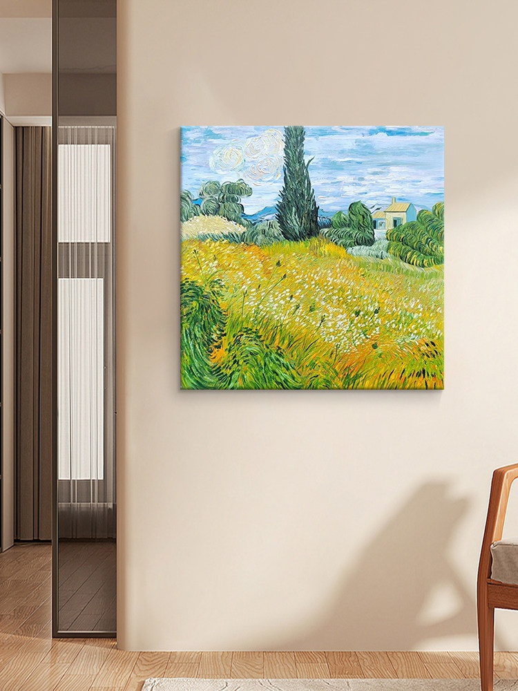 正方形欧式纯手绘油画世界名画立体风景装饰画客厅挂画玄关肌理画