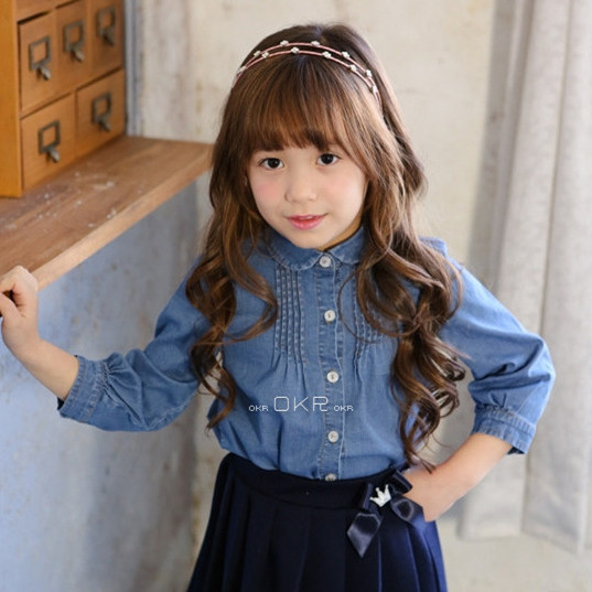 Chemise fille à manche longue en coton - Ref 2085857 Image 1