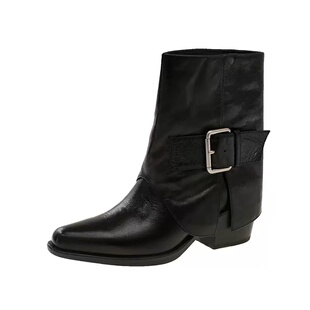 短靴672 新款 百搭方头时尚