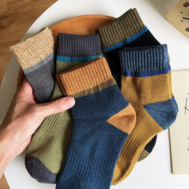 加厚保暖男士纯棉中筒袜