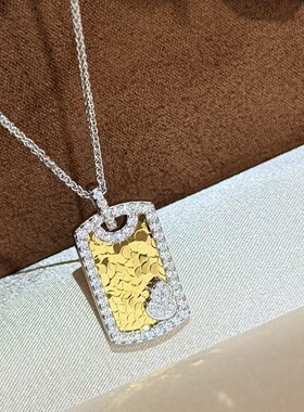 轻奢s925纯银 金灿灿葫芦碎碎冰双色事牌项链清冷感中古风古典