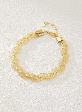 轻奢意大利爆款s925银首饰空气编织花生珠ins风感手链女