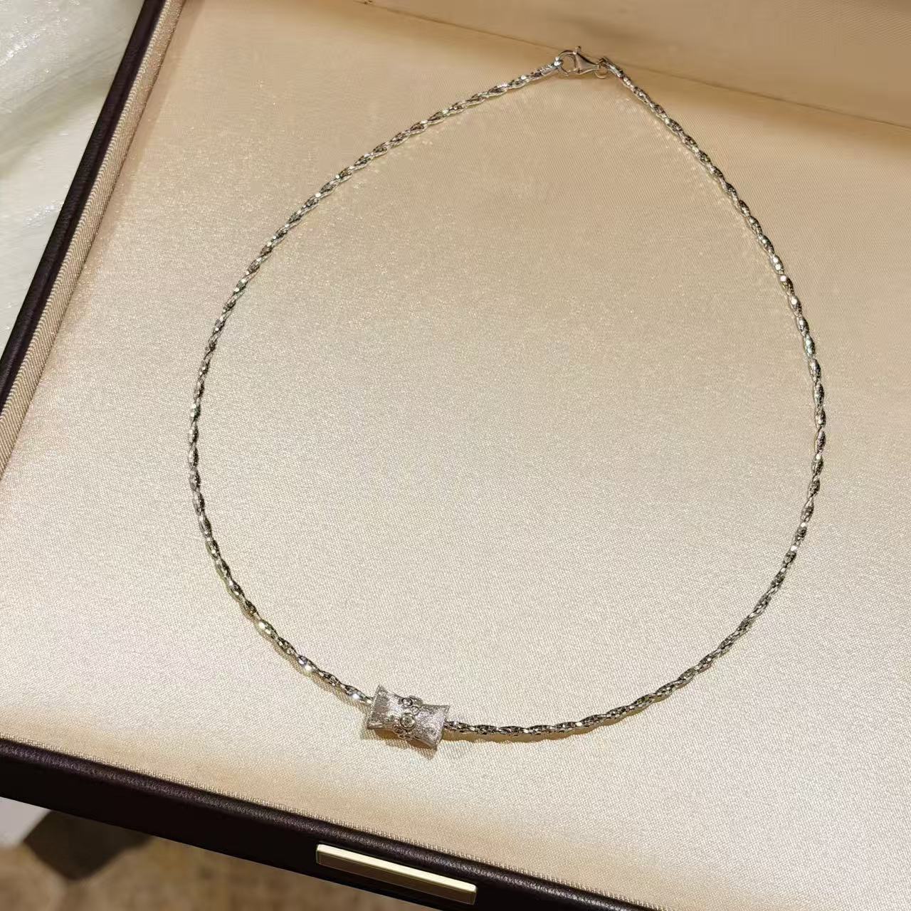 设计师s925纯银 拉丝满天星路路通项圈感百搭轻奢精致中古