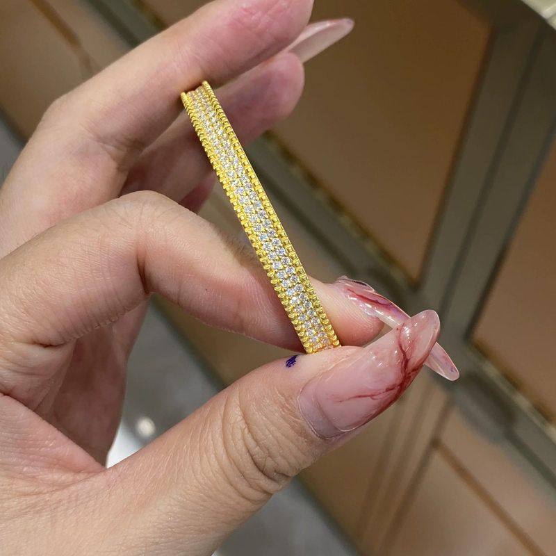 XBKS925纯银法式滚边圆珠满钻手镯时尚轻奢气质满天星高级感手饰