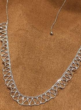 XBKS925纯银裙摆裙带边蕾丝项链