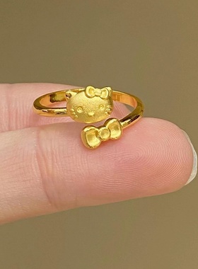 设计师金店同款kitty猫咪戒指可爱卡通食指开口可调节戒指情人节
