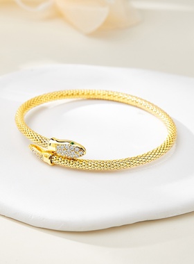 意大利S925银蛇形开口手镯