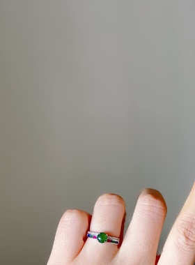 天然A货翡翠戒指S925纯银开口戒可出证书电商爆款小巧翡翠饰品批