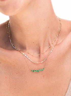 欧美爆款热销s925纯银彩锆多巴胺三角形锆石个性大方百搭项链