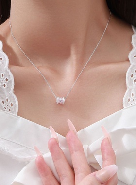 s999足银粉色小蛮腰项链轻奢风小众百搭颈链感纯银甜美锁骨链